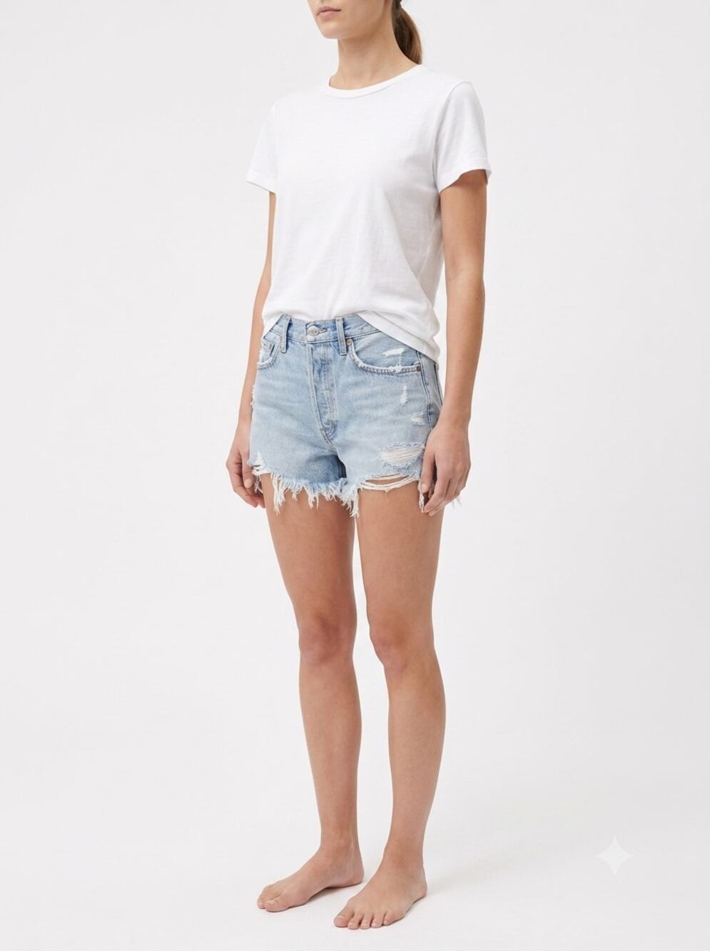 Vintage Agolde Parker Cut-Off Shorts Womens 25 Blue Denim Distressed Button Fly